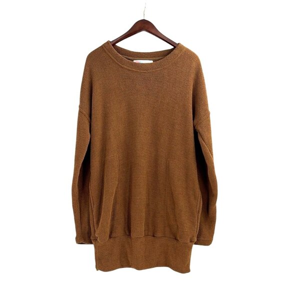 Free People Sweaters - Free People Beach Banded Sweater Tunic Brown Womens Size Small Chunky Oversize